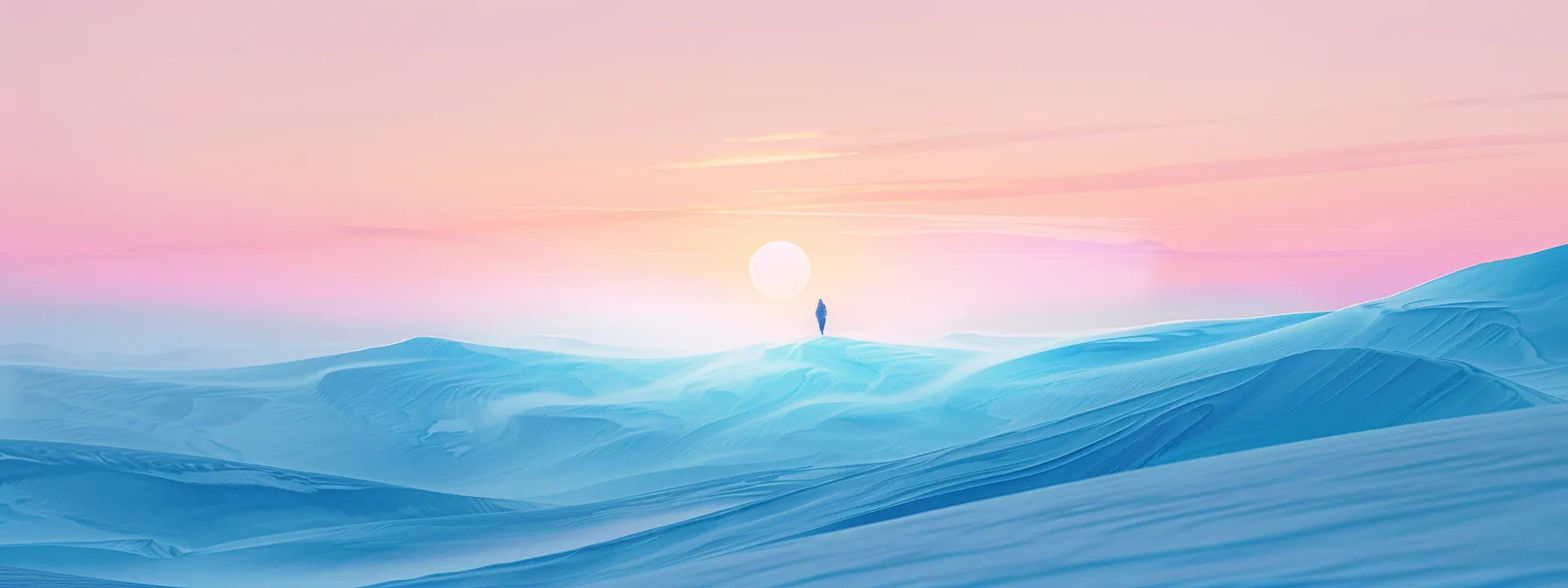 a serene landscape bathed in soft pastel hues, featuring a solitary figure gazing towards a rising sun, symbolizing hope and resilience in the journey of recovery from addiction.